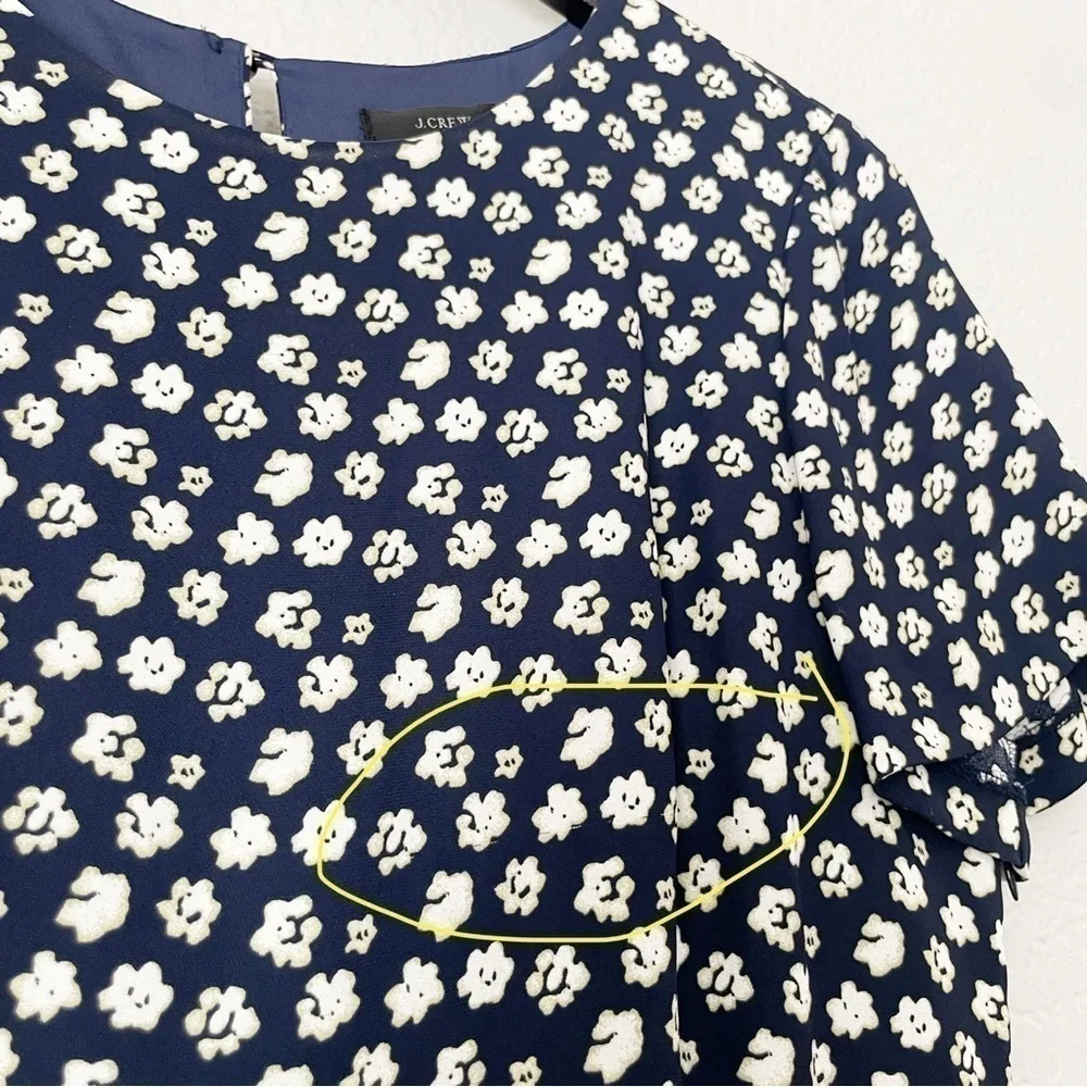 NWT J.CREW Blurred Floral Tiered Dress Navy 10